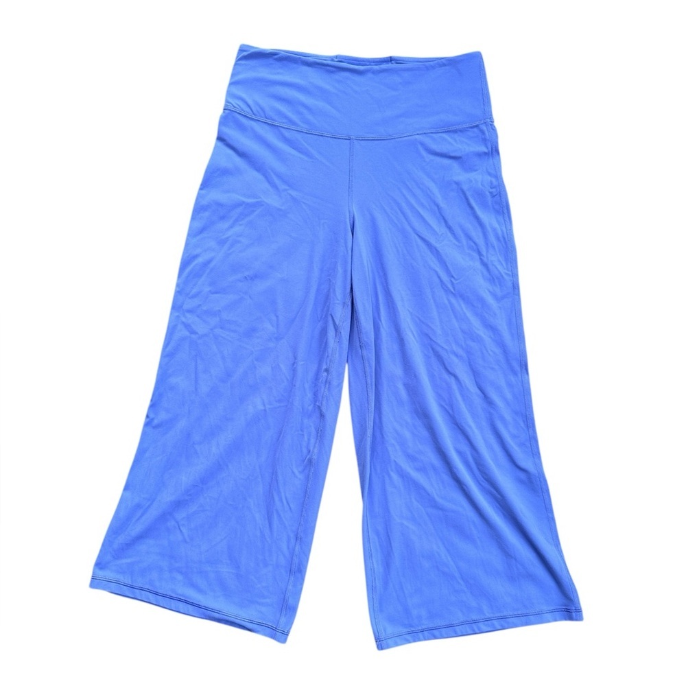 Athleta Elation Wide Leg Crop Pants L light Purple/blue High Rise Flare Leggings